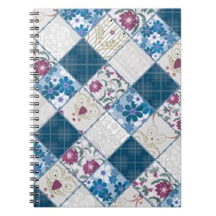 Blauw modieus rustiek patroon van stofresten notitieboek