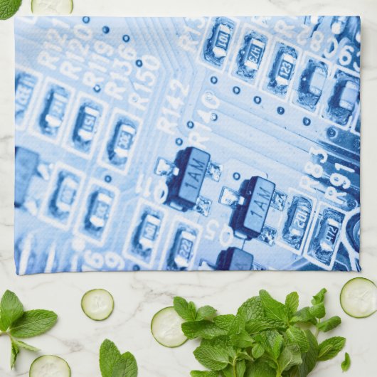 Blauw moederbordpatroon theedoek (Gevouwen)