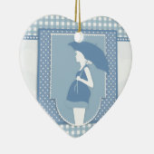 blauw moederschap keramisch ornament (Rechts)