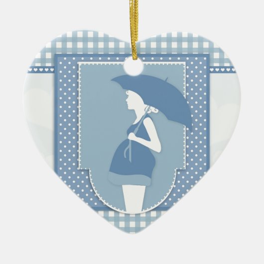 blauw moederschap keramisch ornament (Voorkant)