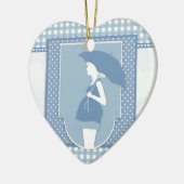 blauw moederschap keramisch ornament (Links)