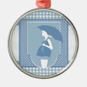 blauw moederschap metalen ornament