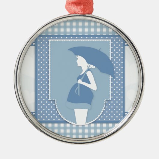 blauw moederschap metalen ornament (Voorkant)