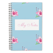 Blauw mokje met roze Lilly's