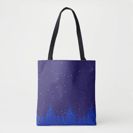 Blauw monochromatisch besneeuwd kerstontwerp tote bag (Voorkant)