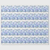 Blauw monochrome bloemen inpakpapier (Vlak)