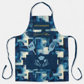 Blauw monochroom Abstract - moderne culinaire keuk Schort (Voorkant)