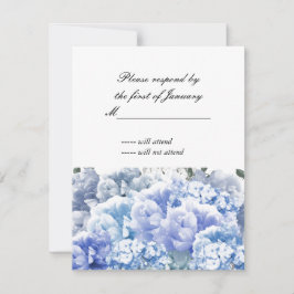 Blauw monochroom boeket van bloemen antwoordkaart RSVP kaartje