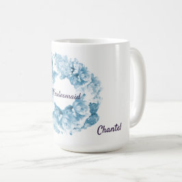 Blauw monochroom krans bruidsmeisje koffiemok