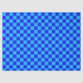 Blauw monochroom schaakbordpatroon tissuepapier (Voorkant)
