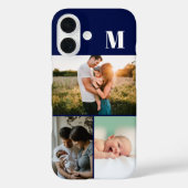 Blauw Monogram 3 Foto collage Case-Mate iPhone Case (Achterkant)