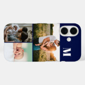 Blauw Monogram 3 Foto collage Case-Mate iPhone Case (Achterkant (horizontaal))