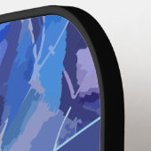 Blauw monogram abstract patroon paarse witte stree pickleball paddle (Links Detail)