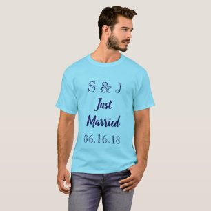 Blauw Monogram alleen getrouwd T-shirt