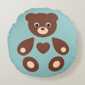 Blauw Monogram Babykussen van Teddbeer Rond Kussen (Voorkant)