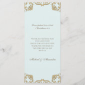 Blauw Monogram Barok Christelijk Trouwmenu Menu (Achterkant)
