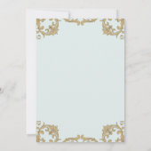 Blauw  Monogram Barok Vintage bruiloft Kaart (Achterkant)