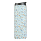 Blauw Monogram Bloemen Patroon Thermische Tumbler Thermosbeker (Gedraaid links)