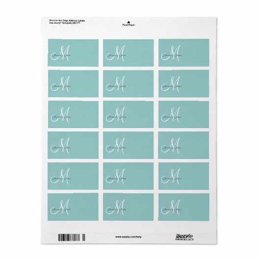 Blauw Monogram Bruiloft Uitnodiging Adresetiketten Etiket (Full Sheet)