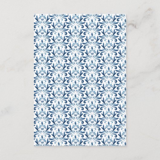 Blauw Monogram Bruiloft Website Invoegen Kaart (Achterkant)