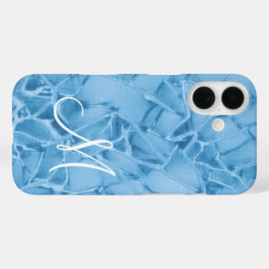 Blauw Monogram Case-Mate iPhone Case (Achterkant (horizontaal))