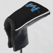 Blauw Monogram Eerste Letter Naam Gepersonaliseerd Golfheadcover (3/4 voorkant)