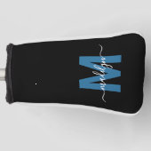Blauw Monogram Eerste Letter Naam Gepersonaliseerd Golfheadcover (Voorkant)
