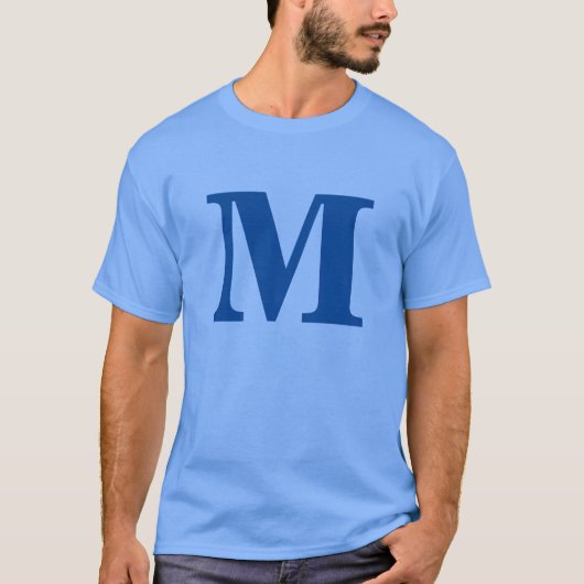 Blauw monogram Eigen naam Initiaal T-shirt (Voorkant)