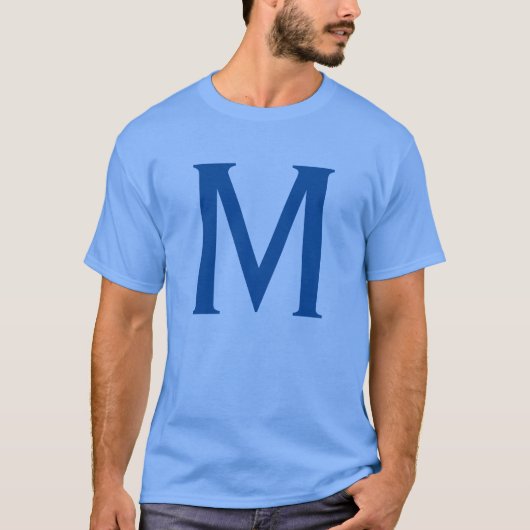 Blauw monogram Eigen naam Initiaal T-shirt (Voorkant)