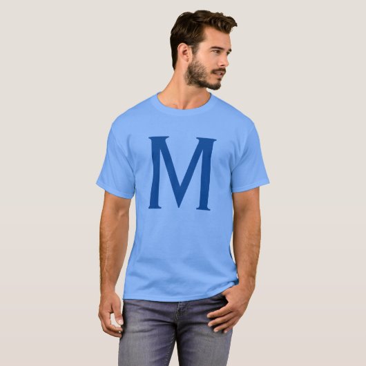 Blauw monogram Eigen naam Initiaal T-shirt (Voorkant volledig)
