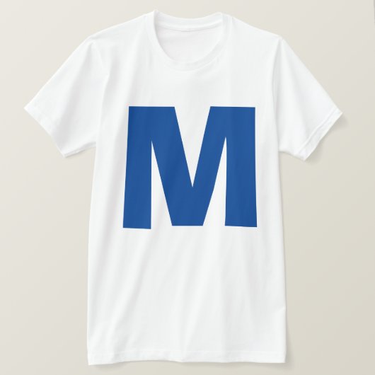 Blauw monogram eigen naam Initiaal Vervang tekst T-shirt (Design voorkant)