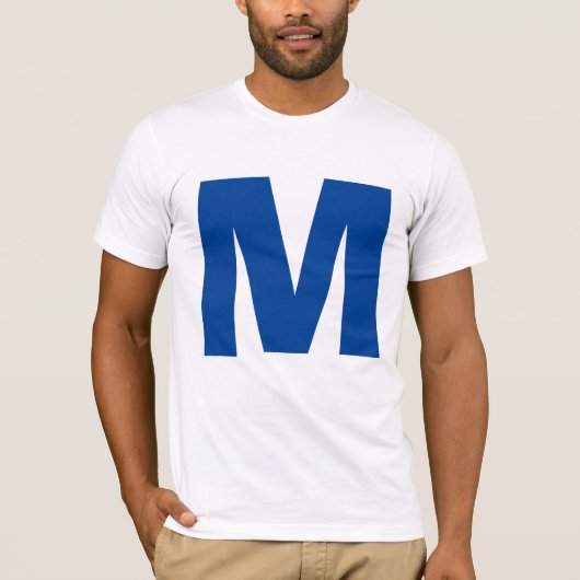 Blauw monogram eigen naam Initiaal Vervang tekst T-shirt (Voorkant)