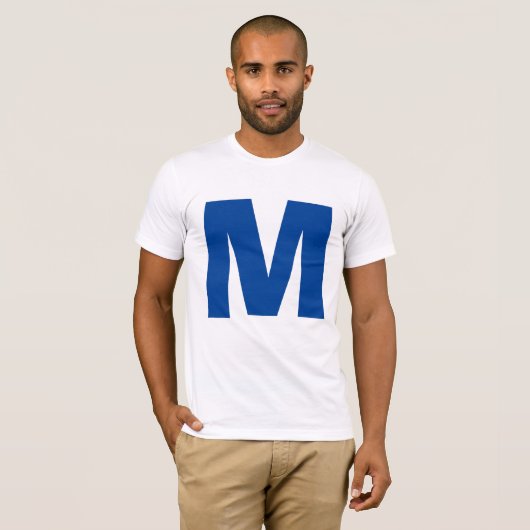 Blauw monogram eigen naam Initiaal Vervang tekst T-shirt (Voorkant volledig)