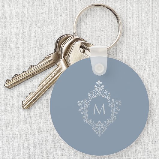 Blauw Monogram Elegante Vintage Initiaal Sleutelhanger