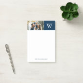 Blauw monogram en aangepaste foto post-it® notes (Kantoor)