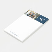 Blauw monogram en aangepaste foto post-it® notes (Schuin)