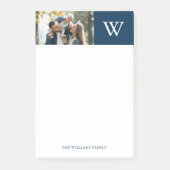 Blauw monogram en aangepaste foto post-it® notes (Voorkant)