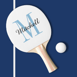 Blauw monogram en naam op maat tafeltennisbatje