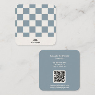 Blauw Monogram Geruit Zakelijk Visitekaartje