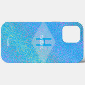 Blauw Monogram Gevlekte CaseMate iPhone HAMbyWG Case-Mate iPhone Case (Achterkant (horizontaal))
