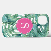 Blauw Monogram Groen Tropisch Telefoongeval Case-Mate iPhone Case (Achterkant (horizontaal))