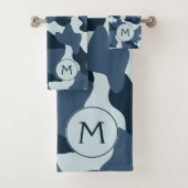 Blauw Monogram grote Koe afdrukken Bad Handdoek (Insitu)