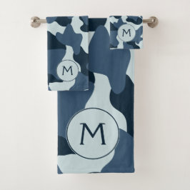 Blauw Monogram grote Koe afdrukken Bad Handdoek