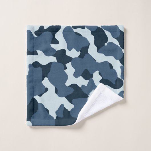 Blauw Monogram grote Koe afdrukken Bad Handdoek (Wasdoekje)