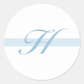 Blauw monogram H Ronde Sticker (Voorkant)
