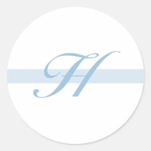 Blauw monogram H Ronde Sticker (Voorkant)
