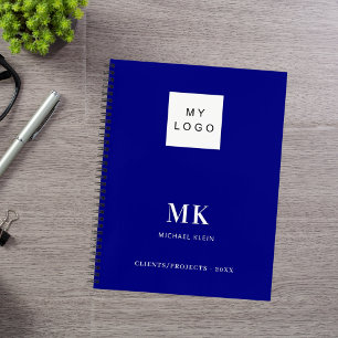 Blauw monogram initiaal bedrijf notitieboek