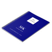Blauw monogram initiaal bedrijf notitieboek (Linkerzijde)