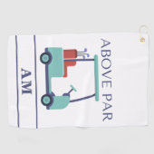 Blauw Monogram Initiaal Golfhanddoek (Horizontaal)