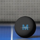Blauw monogram Initiaal naam Pingpongbal (Net)